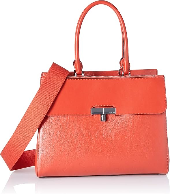 Calvin Klein Becky Tote Bag – 2 in 1, Vegan Leather, Monogram, 3 Pockets