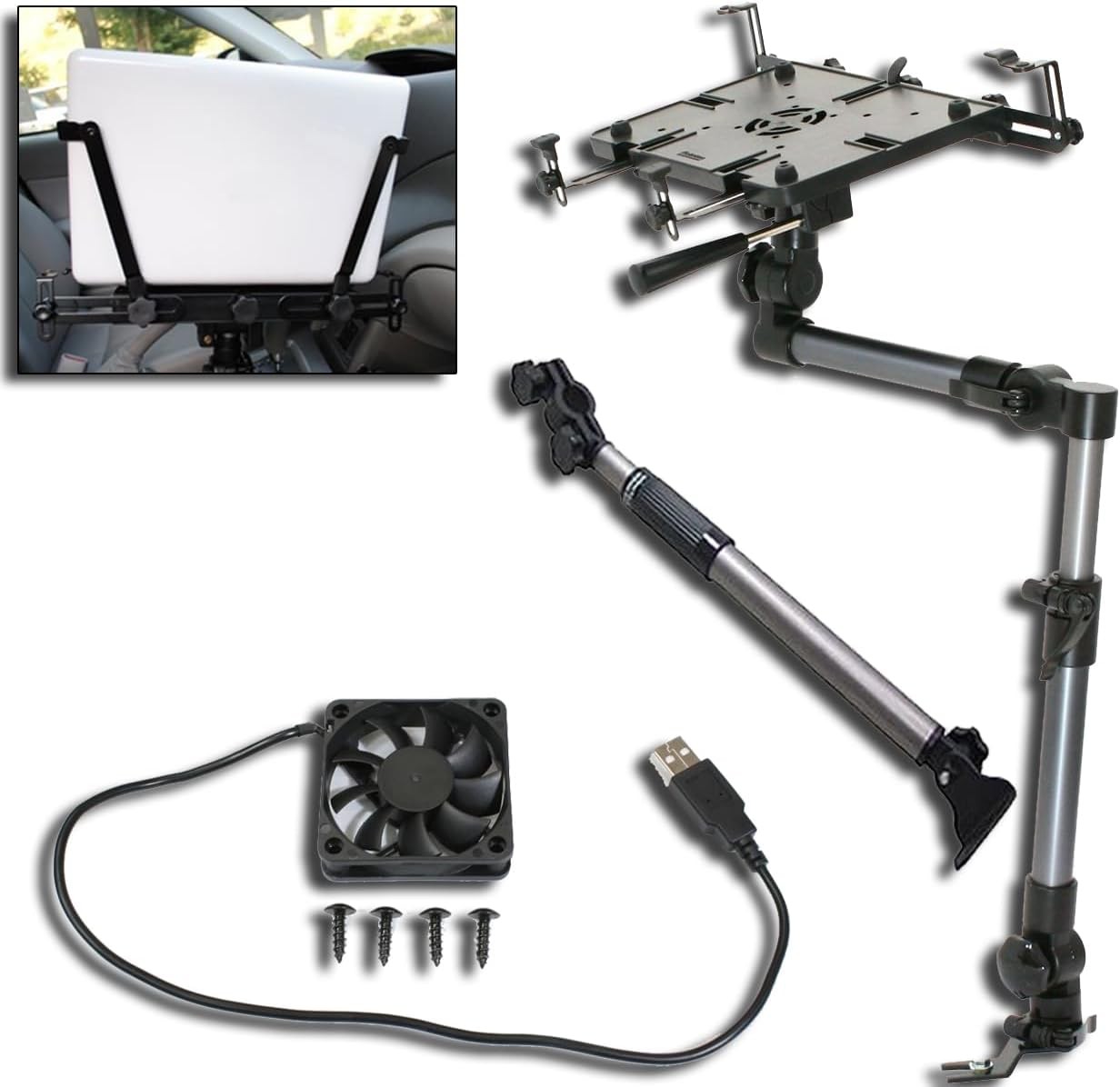 Mobotron MS-526B Heavy Duty Laptop Mount Holder for Cars, Trucks, SUVs, and other Applications with Complete Accessory Package