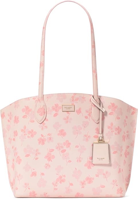 kate spade new york womens Suite Crossgrain Leather Tote Bag Cherry Blossom Pink
